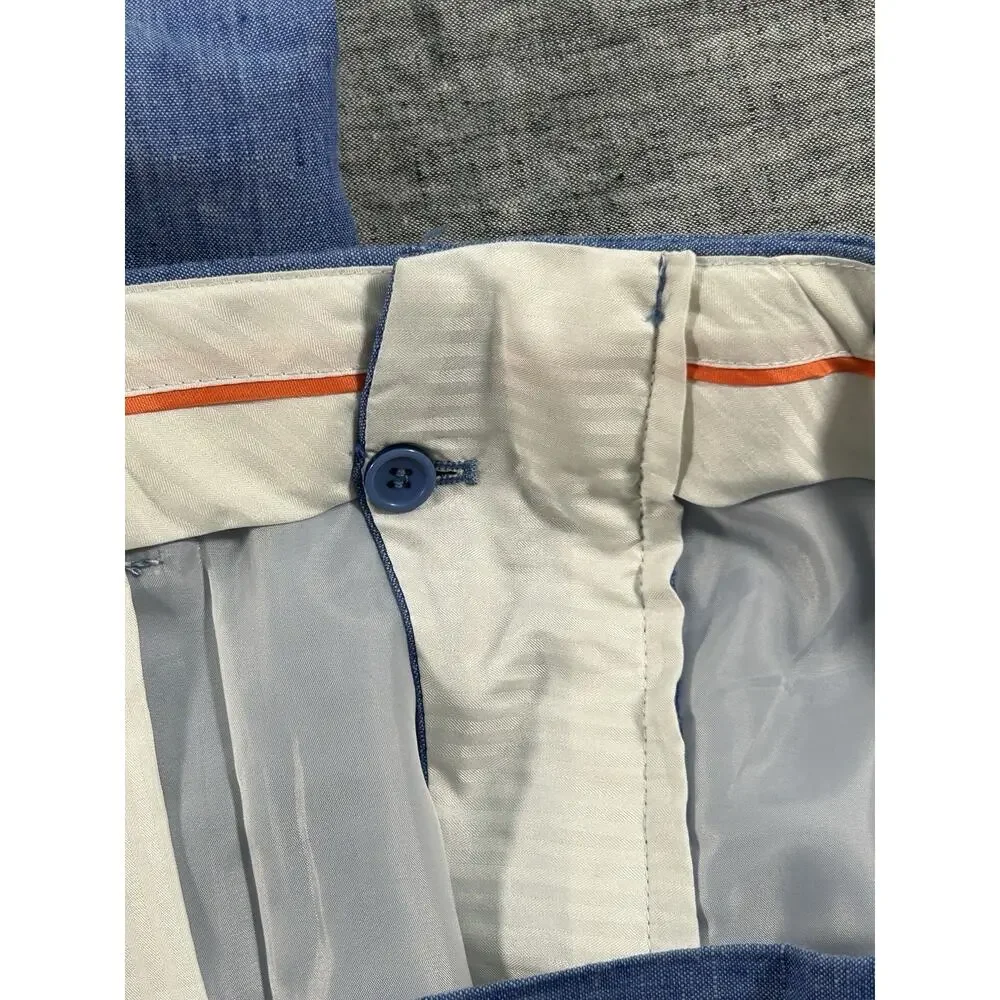 Inserch Linen Pants Mens 42x29 Blue Flat Front Lightweight Beachy Outdoors